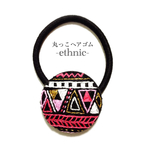 丸っこヘアゴム ethnic -gold×pink-