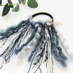 再販＊雪の結晶チャーム付△▼△冬フリンジのヘアゴム△▼△＜BLEU GREY＞