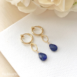 ＊再販11＊横顔美人に＊天然石ラピスラズリの美人イヤリング＊lapis lazuli design hoop earring