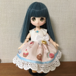 オビツ11サイズ　スウィーツ柄ワンピース/しろ