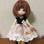 オビツ11サイズ　スウィーツ柄ワンピース/くろ
