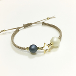 スター & マットパール コード ブレスレット☆ライトベージュ☆星