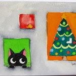 かつきかずお　黒猫とクリスマスツリー