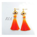 ♢タッセルビジューピアス♢Orange　❤200