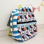 ベビー☆キッズ　フクロウのリュックサック　グレー×ブルー