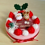 クリスマスケーキ☆フェルトままごと☆ストロベリーピンク