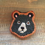 熊 顔刺繍ブローチ   チャコールグレー