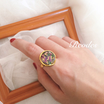 gold flame ring - purple