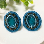 ⭐️️【★winterカラーsale2017★】♡まんまるいビーズ刺繍イヤリング5（ターコイズブルー）