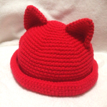 【受注製作】ねこ耳付きキッズ帽子（あか）