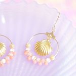つぶつぶサンゴとシェルのピアス　001*ﾟ ゜ﾟ*☆(イヤリング変更可)