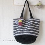 20%off 値下 ウール＋毛糸＊羊毛かごバッグ＊ショルダー＊バッグチャーム付