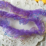 虹色の縁取りが可愛い★フリルトリムリボン★パープル
