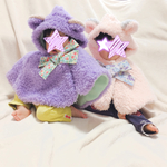花柄リボンのパステルくま耳ポンチョ♡もこもこファー