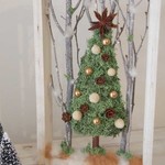 もこもこモスのクリスマスツリー（ホワイトWOODフレーム）