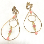 【再販】ピンク珊瑚のしずくフープイヤリングor（ピアス）