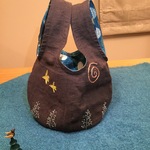 緑色の目の鳥ポーチ〔パープル〕