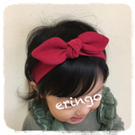 0歳〜＊ニット×ダークレッド＊ベビー キッズ リボン ヘアバンド＊ベビーヘアバンド
