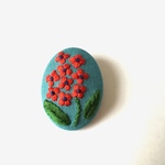 赤い小花 刺繍ブローチ 