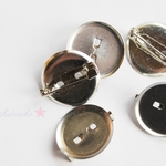 60個☆ Iron Pin Backs Brooch Findings, Platinum Color, about 19㎜　皿付きブローチピン