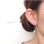 ＊上品コーデに♡再販×153＊人魚の涙＊mermaid tier drop＊cotton pearl&glas stone chain earring(ノンホールピアス)