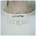ビジューネックレスclear×whiteopal