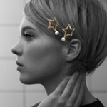 [2個] 星 コットンパール  ヘアアクセ パッチン留め バレッタ ヘアピン