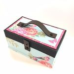 カルトナージュの小さな金庫　お花と小鳥柄