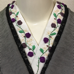 正絹   花刺繍半襟☆帯留め☆帯飾り