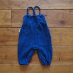 ブルーリブニットのサロペットロングパンツ