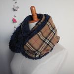 WOOLブラウンチェックｘネイビーボアのロングスヌード