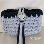 *kirara*184 グレー×ブラック スマイル ニコちゃん コンチョ ポーチ