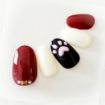肉球ネイルBlack×Bordeaux