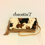 ＷファスナーのCOWショルダー＆クラッチ　濃いベージュ