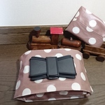 水玉のおしりふきポーチ&ティッシュケースのセット(ブラウン)