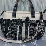 帆布、チャック、カフェメニュー柄、コロコロバッグ