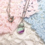 グリーンフローライト・一粒ネックレス（ライン入り）
