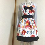 花柄サイドフリルりぼんエプロン
