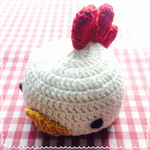 にわとりさんのベビーニット帽