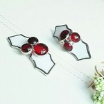 ＊ひいらぎバレッタ&ブローチset*+ステンドグラス