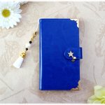 【  XPERIA XZ 】★キラキラ星のスマホケース★　ロイヤルブルー　SO-01J 　SOV34　601SO　スマホケース　★タッセルストラップ付き★