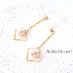 感謝価格♡コットンパール×スクエアイヤリング