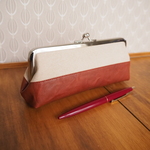Bicolour Suede Leather Pen Case (Red)