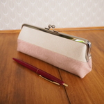 Bicolour Suede Leather Pen Case #1(Pink)