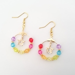 星のレインボーフープピアス