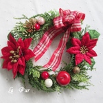 ＜値下げ品＞Noel ノエル　～赤いポインセチアのクリスマスリース～