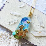 ◎森の水晶ネックレス【ブルー×リス】★森のこみち