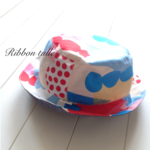 カラフルドット＆ストライプハット（あか系） 52cm