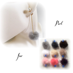 パール♡ファーチェーンピアス