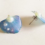 あじさい押し花マーメイドフィンポストピアス　